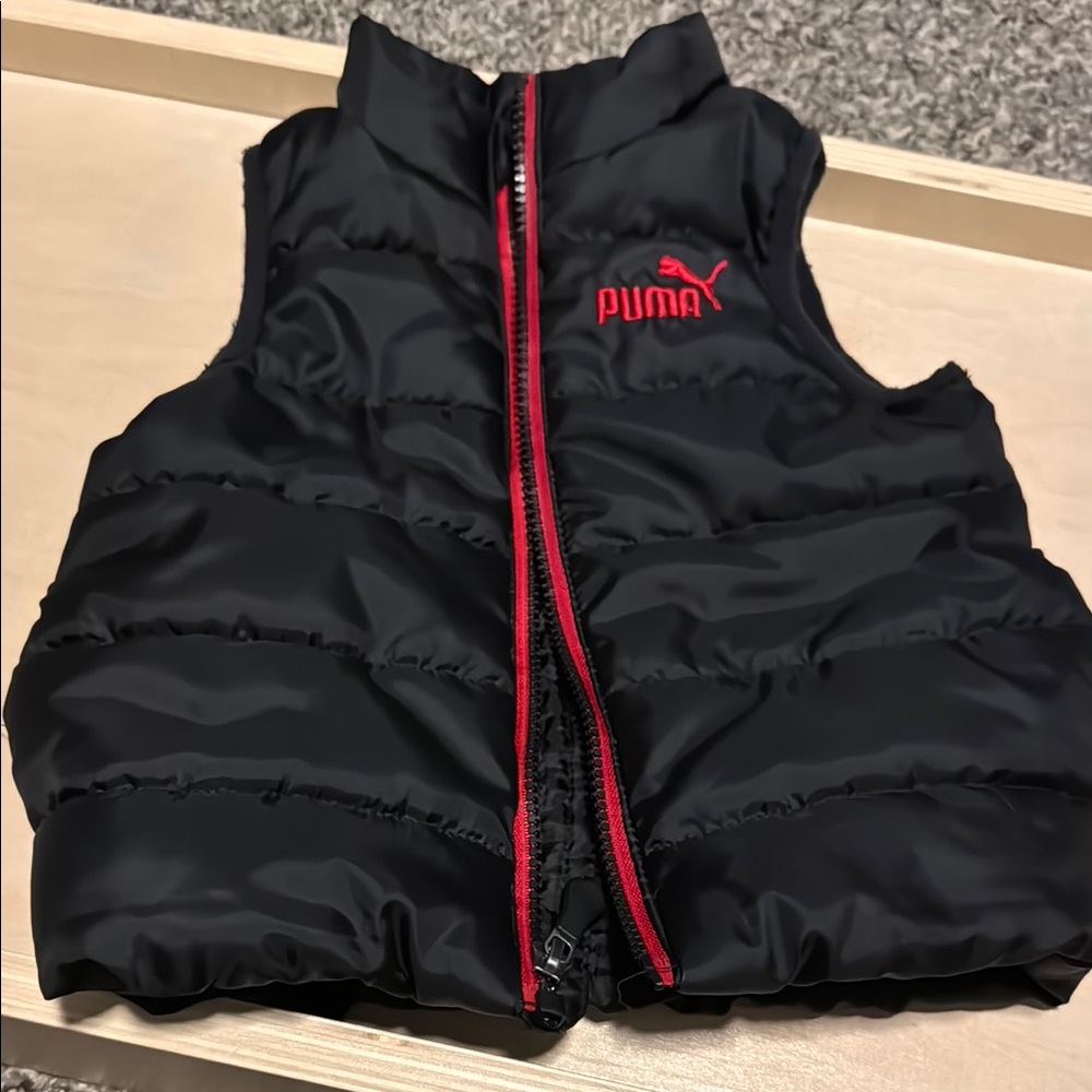 Puma Black Puffer Vest with Red Accents
